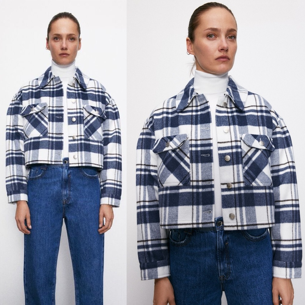 Zara Cropped Plaid Shacket